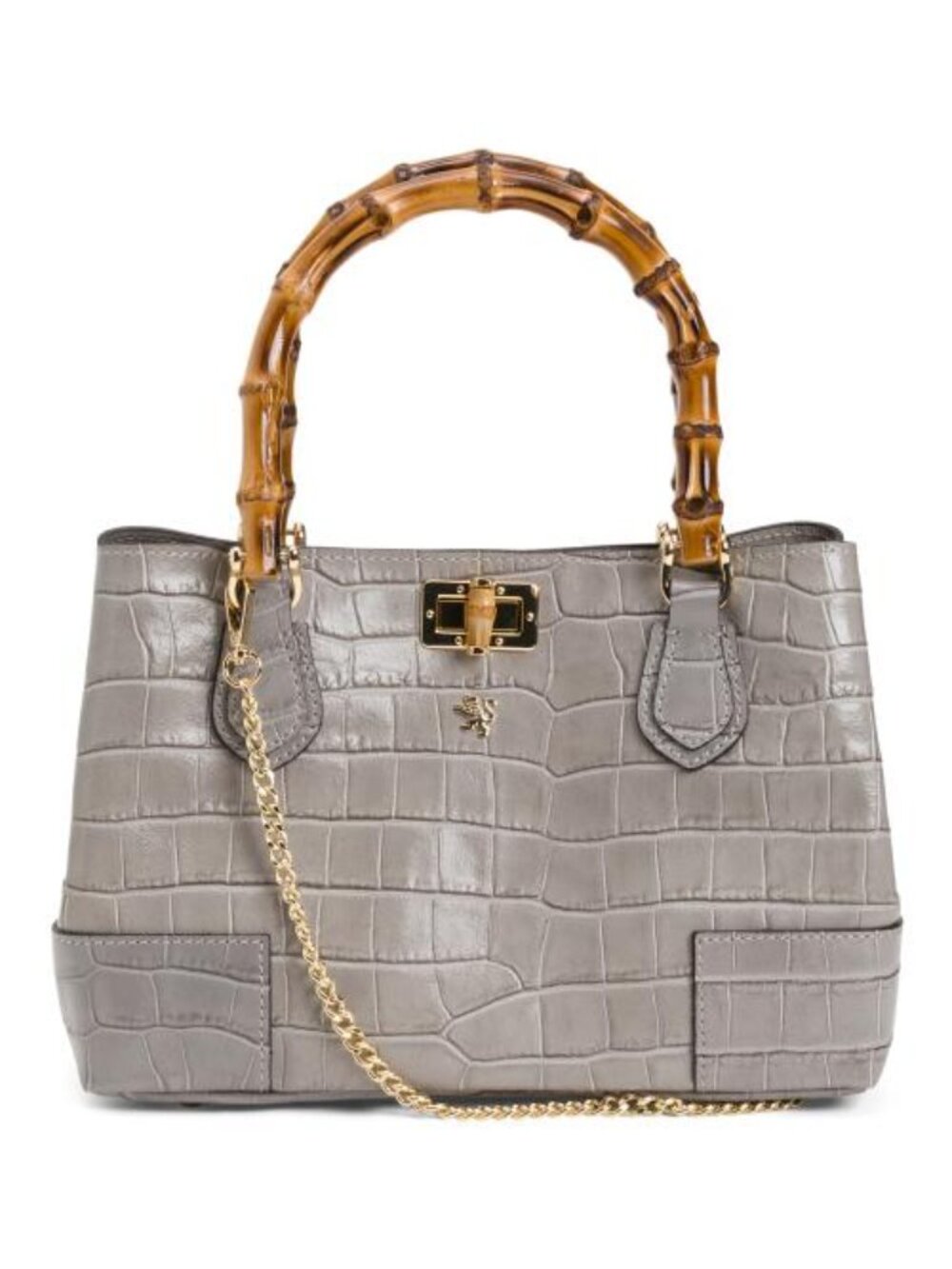 PRATESI Made In Italy Leather Small Crocodile Handle Satchel